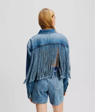 AFSLAPPET DENIMJAKKE MED FRANCHER