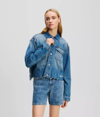 AFSLAPPET DENIMJAKKE MED FRANCHER