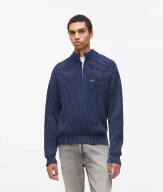 Afslappet sweater med halv lynlås