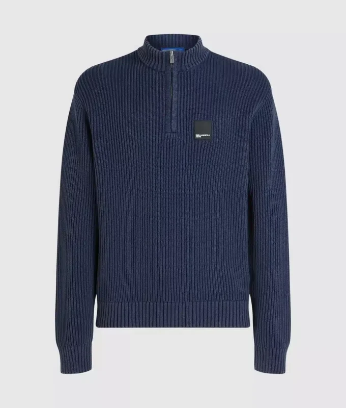 Afslappet sweater med halv lynlås