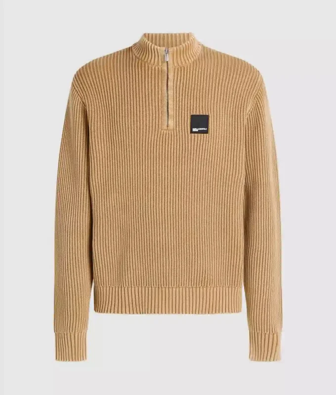 Afslappet sweater med halv lynlås