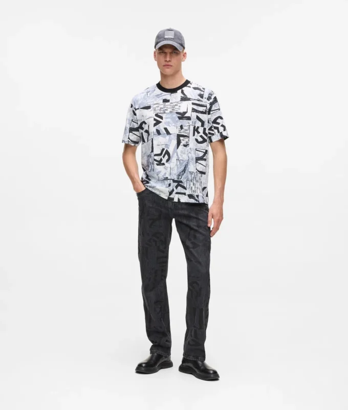 Afslappet T-shirt med monogram overalt
