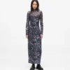 All-over-print mesh-kjole