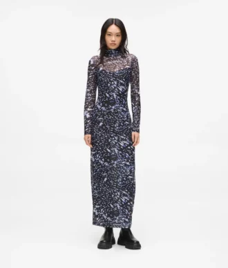 All-over-print mesh-kjole