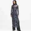 All-over-print mesh-kjole