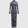 All-over-print mesh-kjole