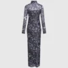 All-over-print mesh-kjole