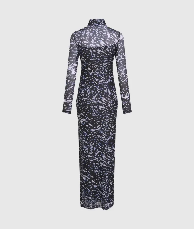 All-over-print mesh-kjole