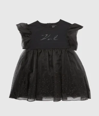 Babykjole i mesh med rhinestones