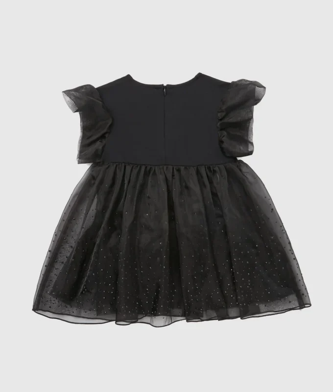 Babykjole i mesh med rhinestones