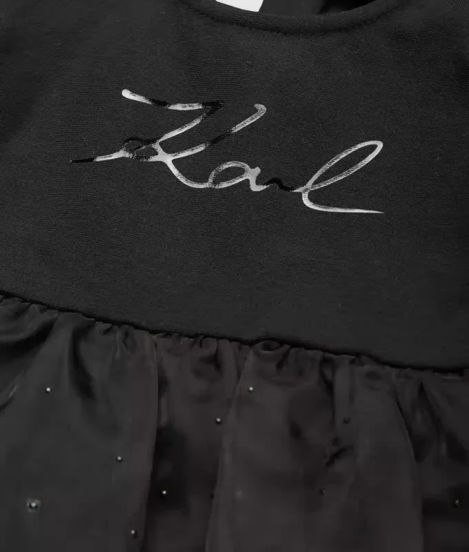 Babykjole i mesh med rhinestones