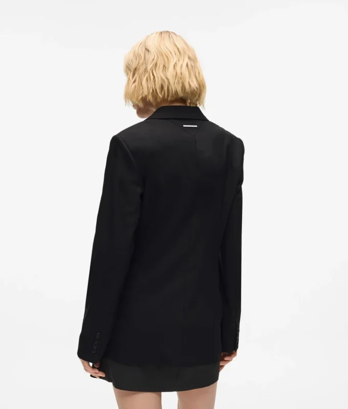 Blazer med bælte og kontrastrevers