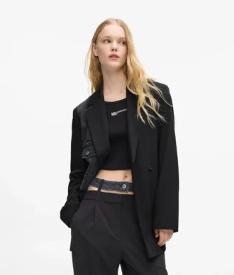 Blazer med denimpanel