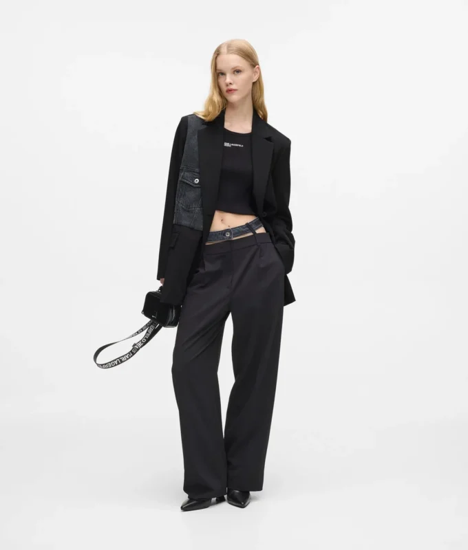 Blazer med denimpanel