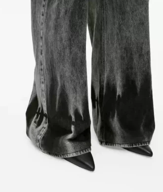 Blegede jeans med lav talje og brede ben