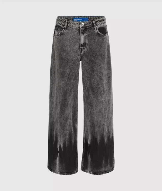 Blegede jeans med lav talje og brede ben