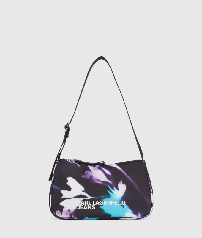 BLOMSTRET NYLON SKULDERTASKE