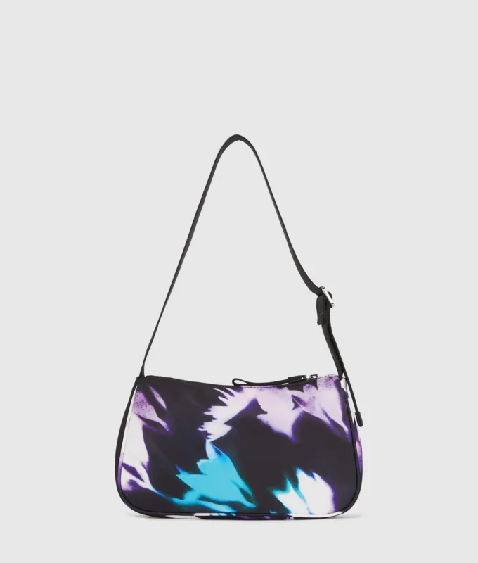 BLOMSTRET NYLON SKULDERTASKE