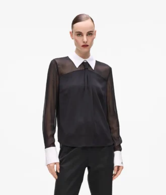 Bluse med slipsdetalje