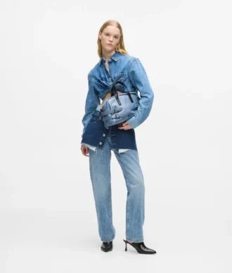 Bowlingtaske i denim med spænde