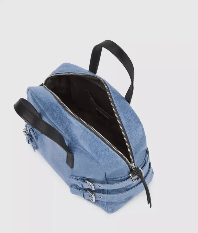 Bowlingtaske i denim med spænde