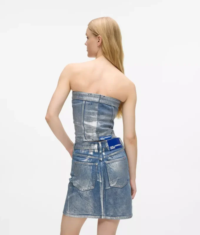 Coated denim bustier