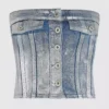Coated denim bustier