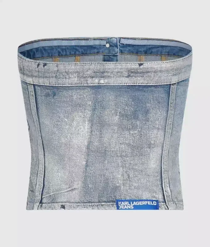 Coated denim bustier