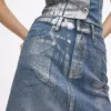 Coated denim miniskirt