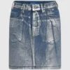 Coated denim miniskirt