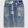 Coated denim miniskirt
