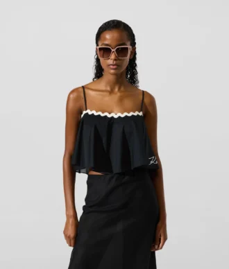 Cropped strandtop med bølget kant