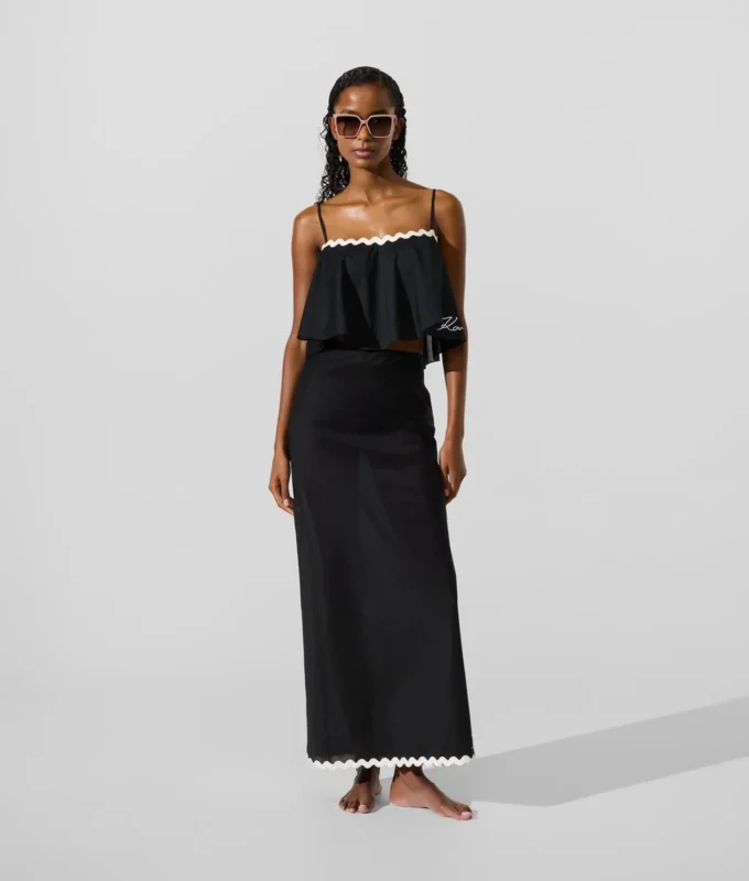 Cropped strandtop med bølget kant