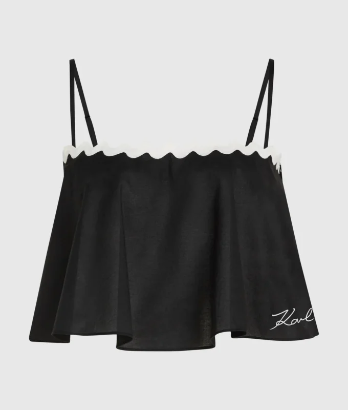 Cropped strandtop med bølget kant