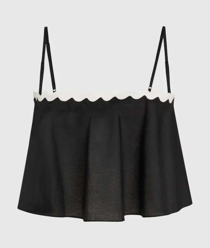 Cropped strandtop med bølget kant