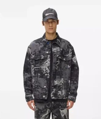 Denimjakke med malingseffekt