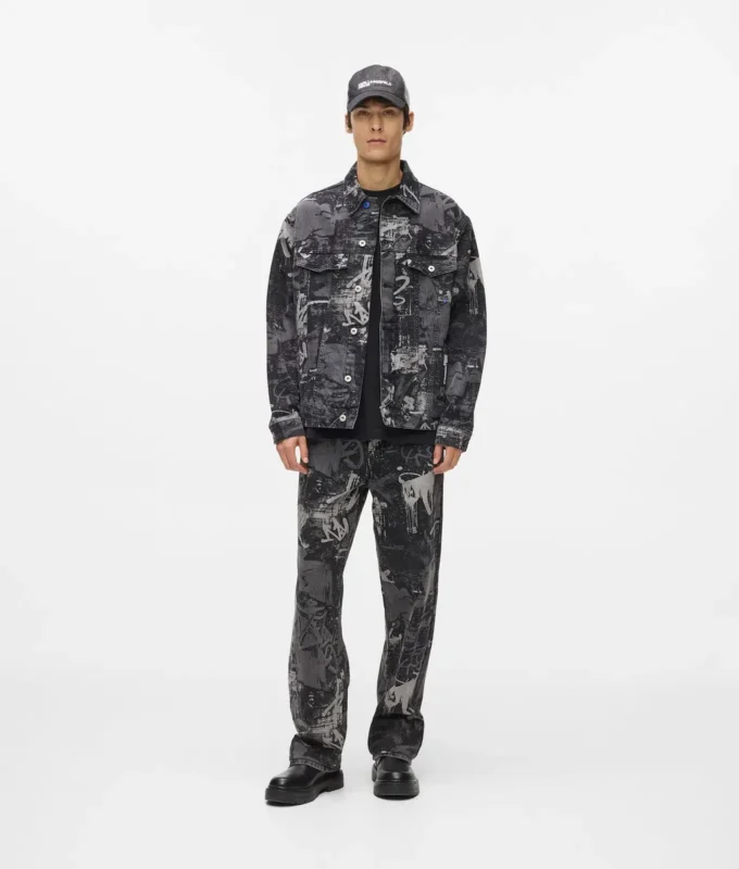 Denimjakke med malingseffekt
