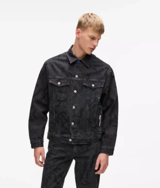 Denimjakke med monogramprint overalt