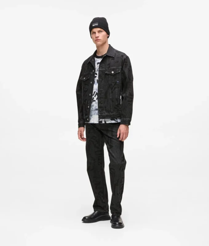 Denimjakke med monogramprint overalt