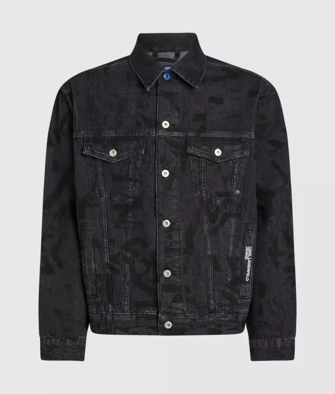 Denimjakke med monogramprint overalt