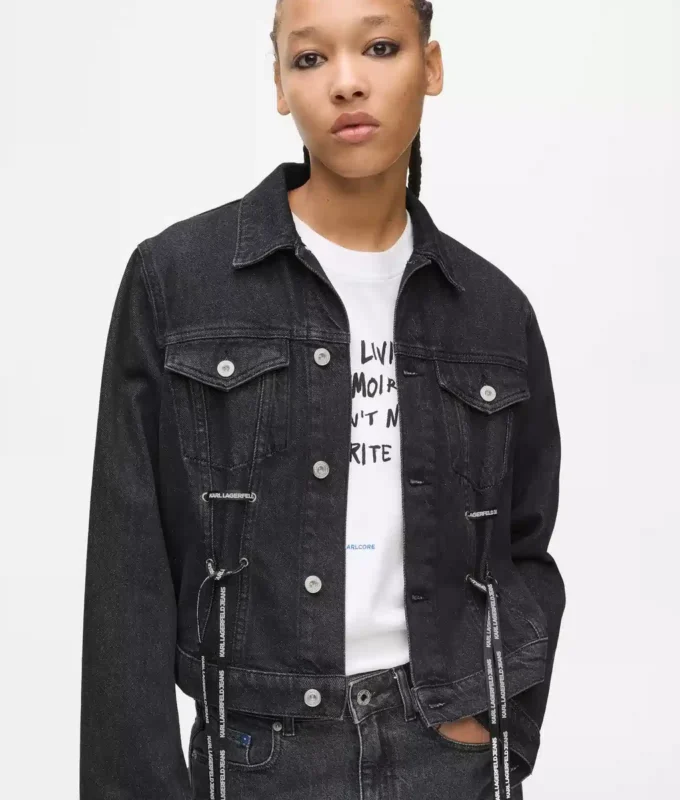 Denimjakke med snørebånd
