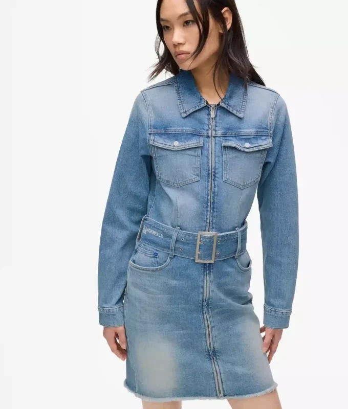 Denimkjole med bælte