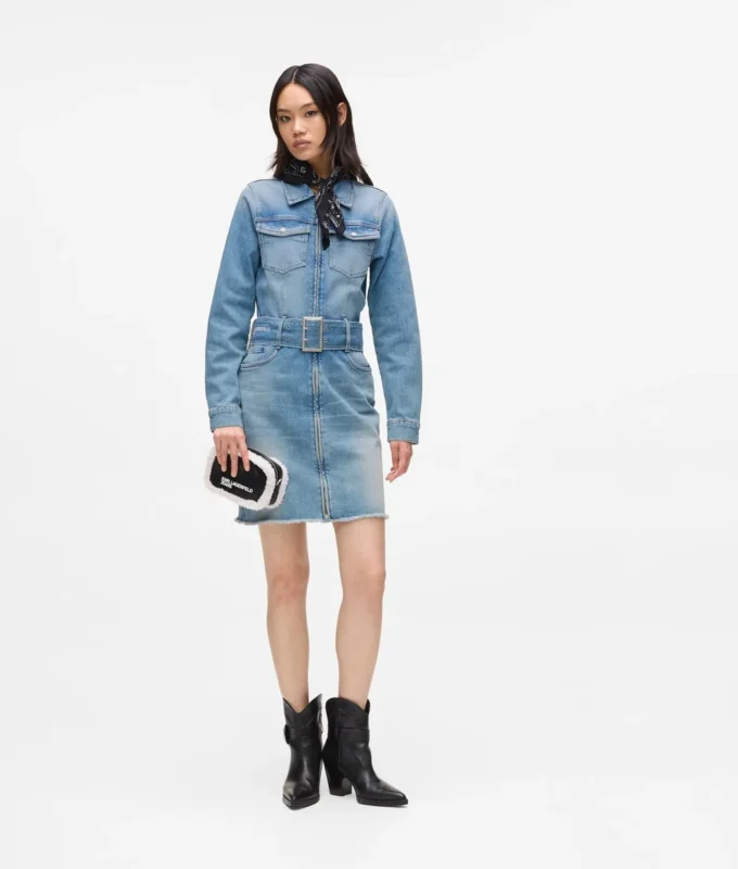 Denimkjole med bælte