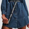 DENIMKJOLE MED PUFFÆRME