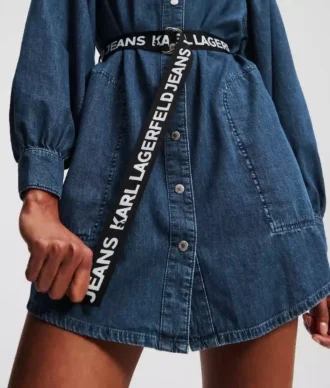 DENIMKJOLE MED PUFFÆRME