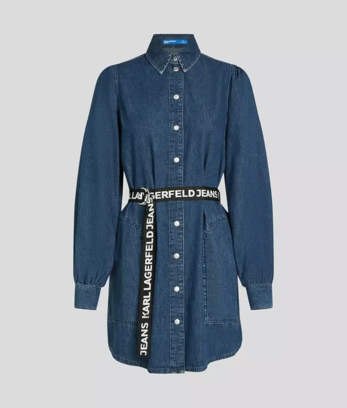 DENIMKJOLE MED PUFFÆRME