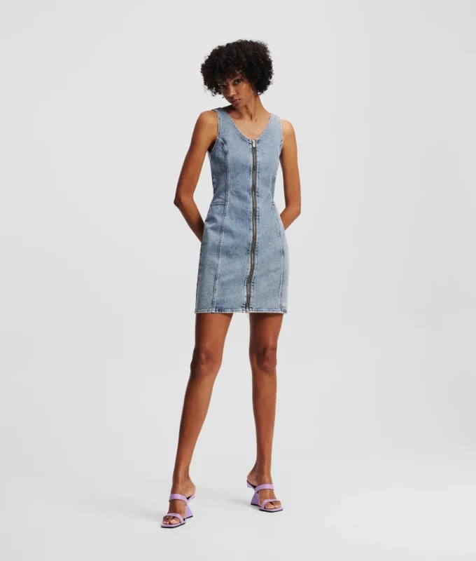 DENIMKJOLE MED V-HALS