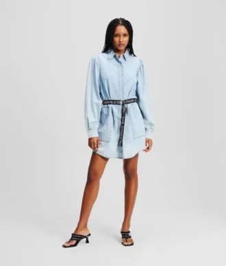 DENIMSKJOLE MED PUFFÆRME