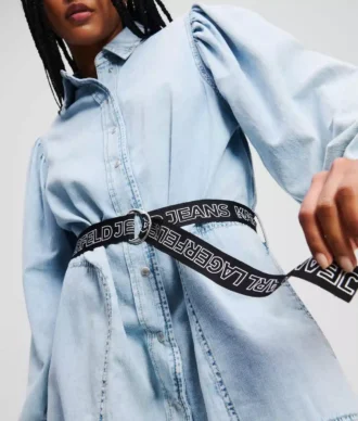 DENIMSKJOLE MED PUFFÆRME