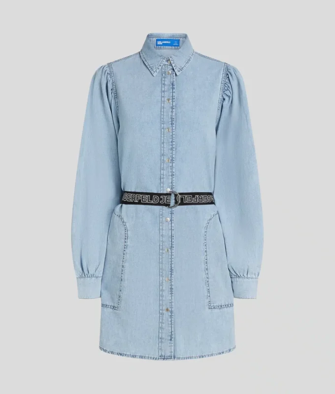 DENIMSKJOLE MED PUFFÆRME